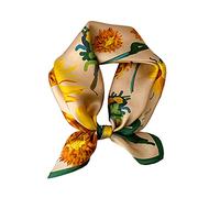 JERLA Halstuch aus 100% Maulbeerseide, 53,3 x 53,3 cm, klein, quadratisch, für Damen, in Geschenkverpackung, Gelbe Sonnenblume, Small