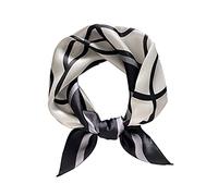 JERLA Halstuch aus 100% Maulbeerseide, 53,3 x 53,3 cm, klein, quadratisch, für Damen, in Geschenkverpackung, Schwarz-Weiß-Geometrie, Small
