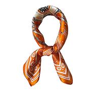 JERLA Halstuch aus 100 % Maulbeerseide, 53,3 x 53,3 cm, klein, quadratisch, für Damen, in Geschenkverpackung, Orange Horse, Small