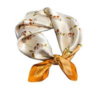 JERLA Halstuch aus 100% Maulbeerseide, 53,3 x 53,3 cm, kleine quadratische Schals für Frauen, in Geschenkverpackung, Gelb, Blumen, Small