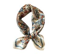 JERLA Halstuch aus 100% Maulbeerseide, 53,3 x 53,3 cm, kleine quadratische Schals für Frauen, in Geschenkverpackung, Blaue und cremeweiße Blume, 21"x21"