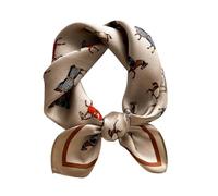 JERLA Halstuch aus 100% Maulbeerseide, 53,3 x 53,3 cm, kleine quadratische Schals für Frauen, in Geschenkverpackung, Pferd Champagner, Small