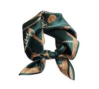 JERLA Halstuch aus 100 % Maulbeerseide, 53,3 x 53,3 cm, kleine quadratische Schals für Frauen, in Geschenkverpackung, Grüne Kette, Small