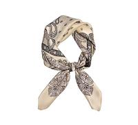 JERLA Kleine quadratische echte Maulbeerseide Schals für Damen und Herren Haarschal, Kopfhals, Gesichtsschal, 53 * 53 cm, Paisley Creme Weiß, 26.7”X26.7”