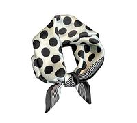 JERLA Damen Herren Schal aus 100% echter Maulbeerseide, Satin, klein, quadratisch, 53,3 x 53,3 cm, Weiß und Schwarz