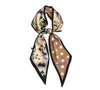 JERLA Kopftuch mit Maulbeerseide, modisches Haarband für Damen, Satin, Schals für Taschen, Haare, Handtasche, Schals, 1 braune gepunktete Blume, 57"X5.5"