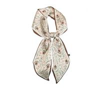 JERLA Kopftuch mit Maulbeerseide, modisches Haarband für Damen, Satin, Schals für Taschen, Haare, Handtasche, Schals, 3 Blumen, Beige und Kaffee, 59"X5.9"