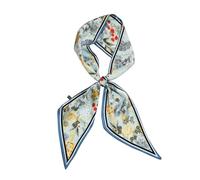 JERLA Kopftuch mit Maulbeerseide, modisches Haarband für Damen, Satin, Schals für Taschen, Haare, Handtasche, Schals, 1 x blaue Blume, 57"X5.5"