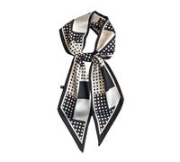 JERLA Kopftuch mit Maulbeerseide, modisches Haarband für Damen, Satin, Schals für Taschen, Haare, Handtasche, Schals, 1 x Schwarz mit Punkten, 57"X5.5"