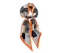 JERLA Kopftuch mit Maulbeerseide, modisches Haarband für Damen, Satin, Schals für Taschen, Haare, Handtasche, Schals, 1 x Orange mit Punkten, 57"X5.5"