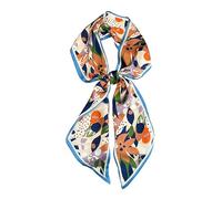 JERLA Kopftuch mit Maulbeerseide, modisches Haarband für Damen, Satin, Schals für Taschen, Haare, Handtasche, Schals, 3 x Blau und Orange, 59"X5.9"