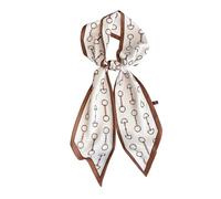 JERLA Kopftuch mit Maulbeerseide, modisches Haarband für Damen, Satin, Schals für Taschen, Haare, Handtasche, Schals, Beige und Kaffeebraun, 59"X5.9"