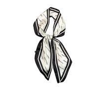 JERLA Kopftuch mit Maulbeerseide, modisches Haarband für Damen, Satin, Schals für Taschen, Haare, Handtasche, Schals, 3 Buchstaben, Schwarz und Weiß, 59"X5.9"