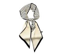 JERLA Kopftuch mit Maulbeerseide, modisches Haarband für Damen, Satin, Schals für Taschen, Haare, Handtasche, Schals, 3 Streifen, Schwarz und Weiß, 59"X5.9"