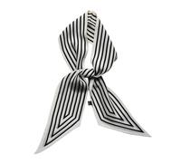 JERLA Maulbeerseide-Schal, 120 x 10 cm, Weiß Gestreift, Damen, Fashion-Schal, Kopfhaarband, Handtasche, Griff, Krawatte, Halstuch