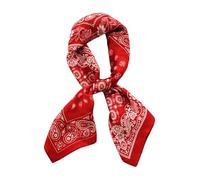 JERLA Quadratischer Schal aus 100 % reiner Maulbeerseide, 66 x 66 cm, für Damen und Herren, natürliche Seide, Halstuch, Kopftuch, Tasche, Schal (vier quadratische Raster, Paisleymuster, Rot), 67 x 67