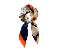 JERLA Quadratischer Schal aus 100 % reiner Maulbeerseide, 66 x 66 cm, für Damen und Herren, natürliche Seide, Halstuch, Kopftuch, Tasche, Schal, Blaues und orangefarbenes Pferd, 26.7”X26.7”