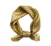 JERLA Quadratischer Schal aus 100 % reiner Maulbeerseide, 66 x 66 cm, für Damen und Herren, natürliche Seide, Halstuch, Kopftuch, Tasche, Schal, Grüne und gelbe Blume, 26.7”X26.7”