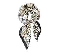 JERLA Quadratischer Schal aus 100% reiner Maulbeerseide, 66 x 66 cm, für Damen und Herren, Naturseide, Halstuch, Kopftuch, Tasche, Schal, Schwarz-Weiß-Kamelie, 26.7”X26.7”