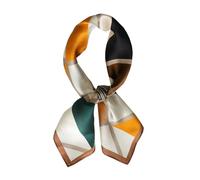 JERLA Quadratischer Schal aus 100% reiner Maulbeerseide, 66 x 66 cm, für Damen und Herren, Naturseide, Halstuch, Kopftuch, Tasche, Schal, Gelbe geometrische Muster, 26.7”X26.7”