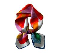 JERLA Quadratischer Schal aus 100% reiner Maulbeerseide, 66 x 66 cm, für Damen und Herren, Naturseide, Halstuch, Kopftuch, Tasche, Schal, Blaues und rotes Pferd, 26.7”X26.7”