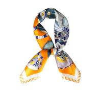 JERLA Quadratischer Schal aus 100 % reiner Maulbeerseide, 66 x 66 cm, für Damen und Herren, Naturseide, Halstuch, Kopftuch, Tasche, Schal, Maskottchen Orange, 26.7”X26.7”