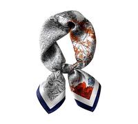 JERLA Quadratischer Schal aus 100% reiner Maulbeerseide, 66 x 66 cm, für Damen und Herren, Naturseide, Halstuch, Kopftuch, Tasche, Schal, Blaue und rote Pflanzen, 26.7”X26.7”