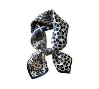 JERLA Quadratischer Schal aus 100% reiner Maulbeerseide, 66 x 66 cm, für Damen und Herren, Naturseide, Halstuch, Kopftuch, Tasche, Schal, Kleine Blume, Marineblau, 26.7”X26.7”