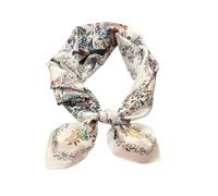 JERLA Quadratischer Schal aus 100% reiner Maulbeerseide, 67 x 67 cm, für Damen und Herren, Naturseide, Halstuch, Kopftuch, Blumen und Vögel, rosa, 26.7”X26.7”