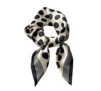 JERLA Quadratischer Schal aus 100% reiner Maulbeerseide, 68,6 x 68,6 cm, für Damen und Herren, Naturseide, Halstuch, Kopftuch, schwarz mit punkten, 26.7”X26.7”