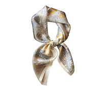 JERLA Schal aus 100% reiner Maulbeerseide, quadratisch, 67 x 67 cm, für Damen und Herren, natürliche Seide, Halstuch, Kopftuch, Graue und gelbe Pflanze, 26.7”*26.7”