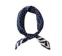 JERLA Quadratischer Schal aus 100 % reiner Maulbeerseide, 68 x 68 cm, für Damen und Herren, Naturseide, Halstuch, Kopftuch, Gepunktet Blau, 26.7”X26.7”