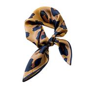 JERLA Quadratischer Schal aus 100% reiner Maulbeerseide, 68 x 68 cm, für Damen und Herren, Naturseide, Halstuch, Kopftuch, braun (leopardenmuster), 26.7”X26.7”