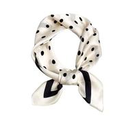 JERLA Quadratischer Schal aus 100% reiner Maulbeerseide, 68 x 68 cm, für Damen und Herren, Naturseide, Halstuch, Kopftuch, Cremeweiß mit Punkten, 26.7”X26.7”