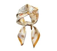 JERLA Quadratischer Schal aus 100 % reiner Maulbeerseide, 68 x 68 cm, für Damen und Herren, Naturseide, Halstuch, Kopftuch, Paisleymuster, Khaki, 26.7”X26.7”