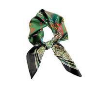 JERLA Quadratischer Schal für Haare, 100% reine Maulbeerseide, 66 x 66 cm, natürliche Seide, Halstuch, Kopftuch (grüne Pflanze), Grüne Pflanze, 26.7”X26.7”