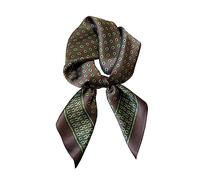 JERLA Quadratischer Schal für Haare, 100% reine Maulbeerseide, 68 x 68 cm, natürliche Seide, Halstuch, Kopftuch, schwarz/grün, 26.7”X26.7”