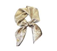 JERLA Quadratischer Schal für Haare, 100% reine Maulbeerseide, 68 x 68 cm, natürliche Seide, Halstuch, Kopftuch, Beige Blume, 26.7”X26.7”