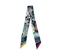 JERLA Schal aus 100% Maulbeerseide, Haarband, Handtaschengriff, Krawatte, Schal, Halstuch, Schal für Damen, World Black, 33.5"×1.97"