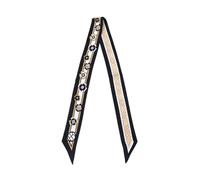 JERLA Schal aus 100 % Maulbeerseide, Schal, Kopfhaarband, Handtaschengriff, Krawatte, Halstuch, Schal für Damen, Schwarze vierblättrige Blume, 47.24"X 2.17"