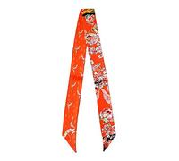 JERLA Schal aus 100 % Maulbeerseide, Schal, Kopfhaarband, Handtaschengriff, Krawatte, Halstuch, Schal für Damen, Aprikosenblüte, Orange, Rot, 45.67"X2.17"