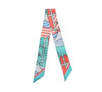 JERLA Unisex-Erwachsene Glas Haarband Seidenschal, Blau und Orange, 33.5"×1.97"