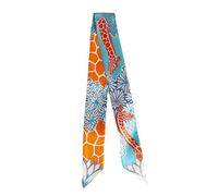 JERLA Unisex-Erwachsene Glas Haarband Seidenschal, Blaue und orangefarbene Giraffe, 33.5"×1.97"