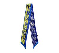 JERLA Unisex-Erwachsene Glas Haarband Seidenschal, Blaues und gelbes Pferd, 33.5"×1.97"