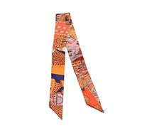 JERLA Unisex-Erwachsene Glas Taschenschal Haarband Seidenschal, Leopardenmuster, Orange, 33.5"×1.97"