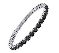 JEROOT Magnetisches Tennis Armband für Damen, Schwarz Titanium Steel Abnehmen Armband, 2mm 5 Kubischer Zirkonia, Verstellbar - Modeschmuck Geschenk