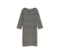 Jerseykleid MARC O'POLO "aus weichem Jersey", Damen, Gr. M, Normalgrößen, schwarz, Obermaterial: 100% Baumwolle, gestreift, loose fit knielang, U-Boot-Ausschnitt, normaler Saum, Kleider Jerseykleid (1