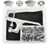 Jersey Druckknöpfe mit Zange, 11mm Silber Metall, Druckknopf Set mit Zange, Nähzubehör Buttons Knöpfe zum Annähen Werkzeug Jessey Snaps Für ür Baby Kinderbekleidung Sewing