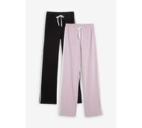 Jerseyhose BONPRIX, Damen, Gr. 44/46 (L), N-Gr, schwarz, rauchflieder, Jersey, Obermaterial: 95% Baumwolle, 5% Elasthan, kontrastfarbene Details, meliert, unifarben, straight fit lang, Hosen Jerseyhos