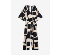 Jumpsuit BONPRIX, Damen, Gr. 36/38 (S), N-Gr, schwarz, kieselbeige, khakibeige bedruckt, Obermaterial: 95% Polyester, 5% Elasthan, bequem, Overalls Jumpsuit, bequeme Passform, mit 3/4-Ärmeln, elastisc